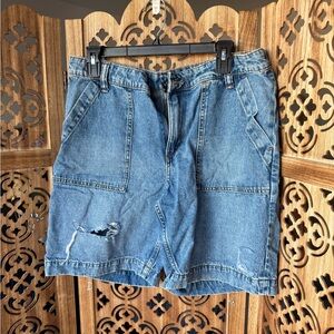 Distressed denim shorts with a 90s vibe